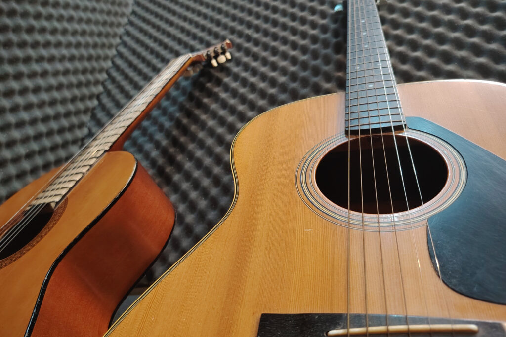 Close-up of acoustic guitar