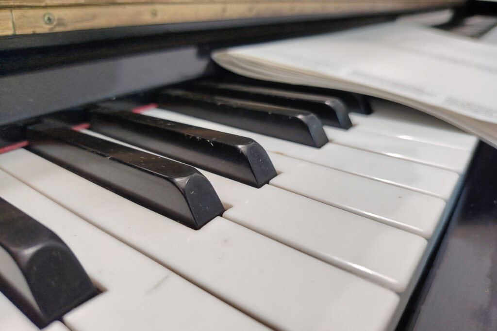 Close-up of piano keys